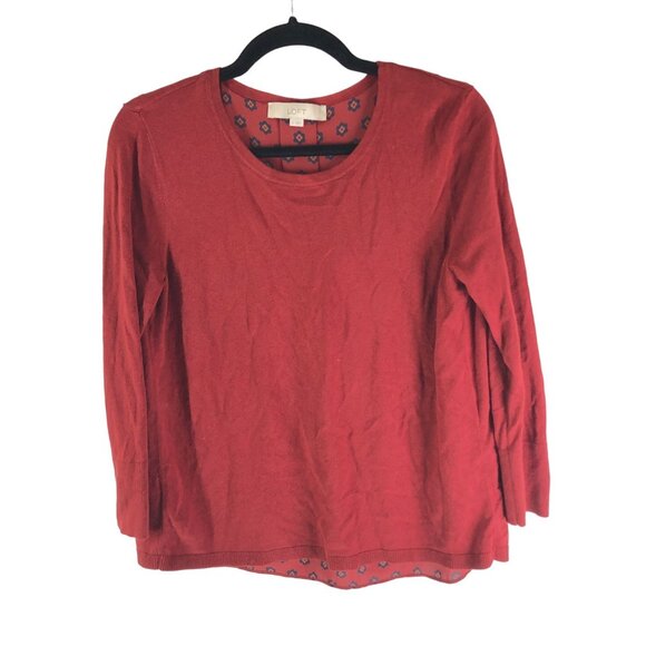 LOFT Tops - Ann Taylor Loft Womens Red Long Sleeve Top With Floral Back Detail Size S